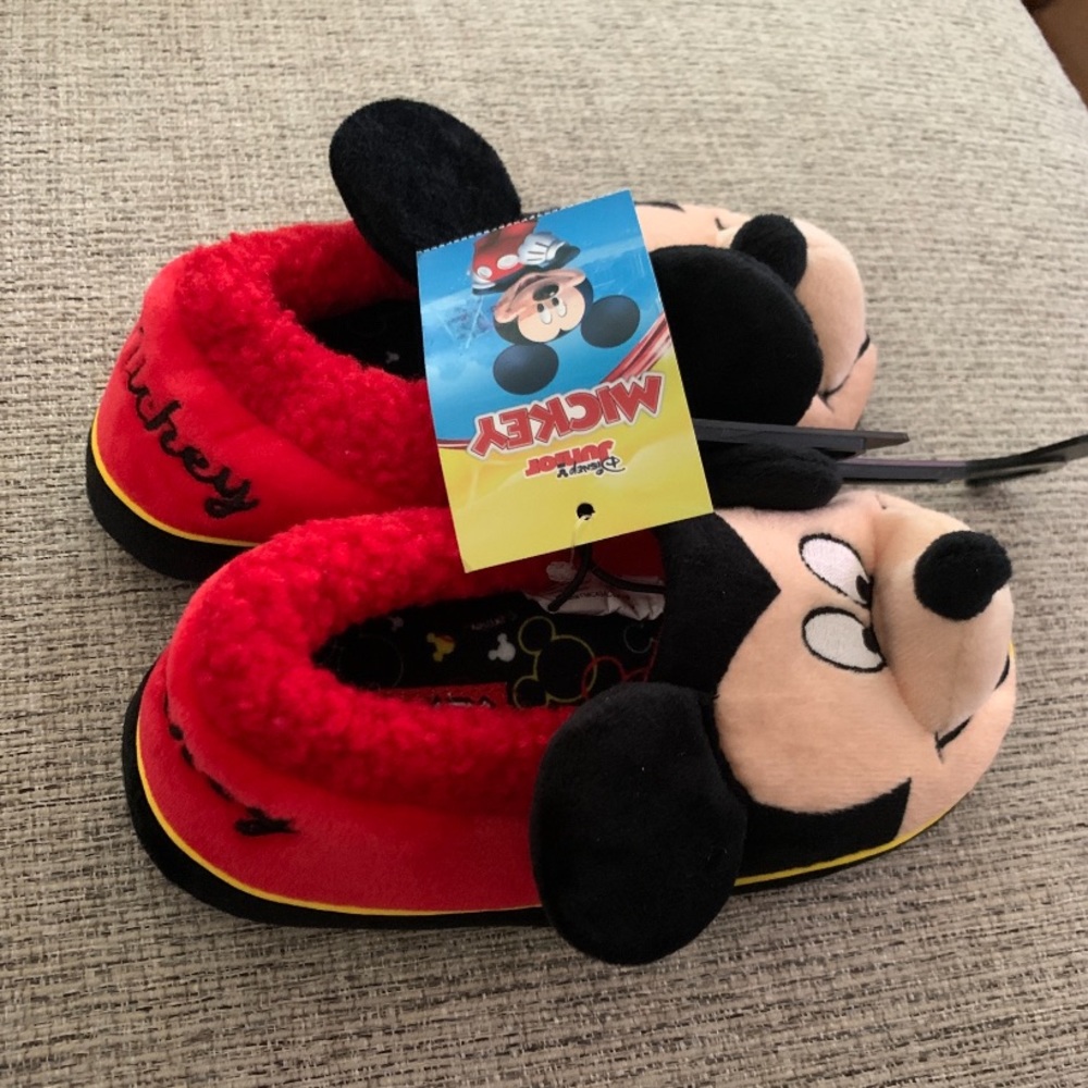 Mickey Mouse Boys Slippers 11/12 Toddler new 3d ears and face